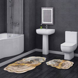 Mijölnir Juego de alfombras de baño Blanco, visón y dorado